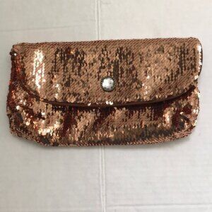 Vintage Norell Elixir Bronze Sequin Clutch, Satin Lined, Never Used Like New